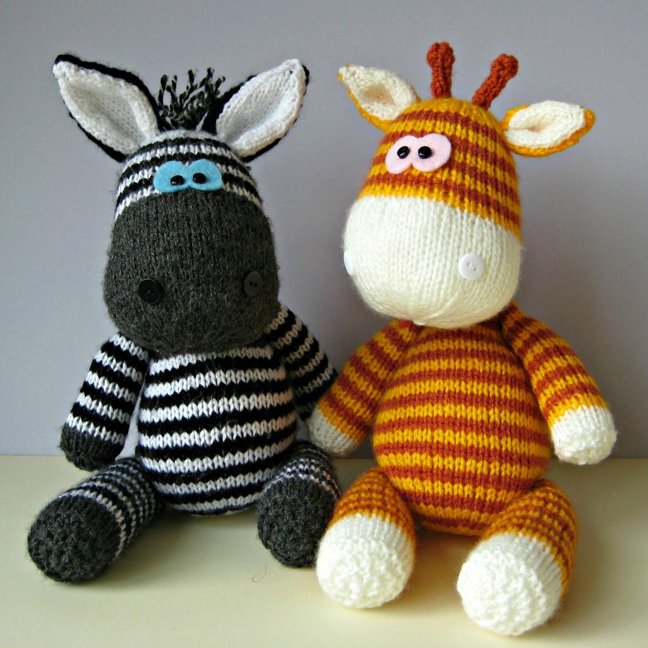 Gerry Giraffe And Ziggy Zebra Toy Knitting Patterns on Luulla